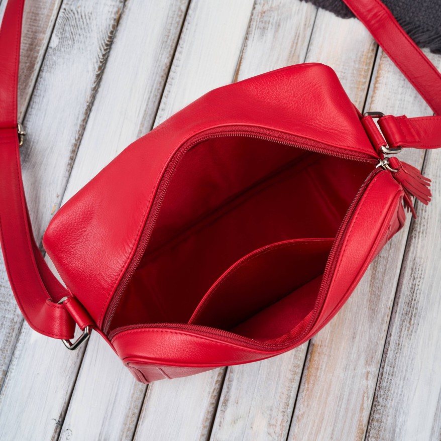 Torebka damska skórzana listonoszka na ramię czerwona Paolo Peruzzi AY-20-RD