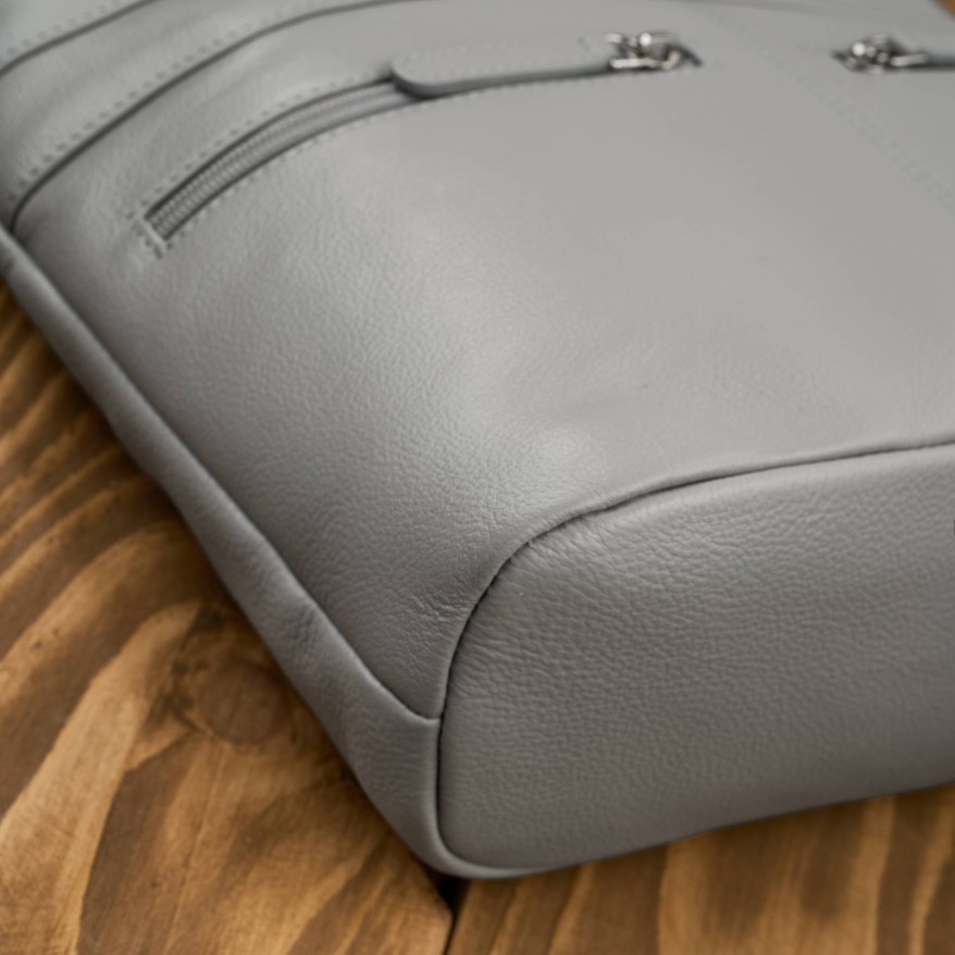 Torebka skórzana damska na ramię szara listonoszka Paolo Peruzzi AY-23-GRE