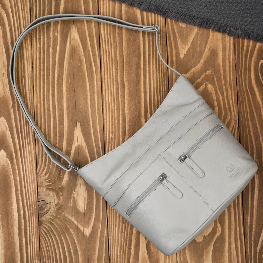 Torebka skórzana damska na ramię szara listonoszka Paolo Peruzzi AY-23-GRE