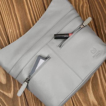 Torebka damska skórzana na ramię pojemna szara Paolo Peruzzi AY-23-GRE