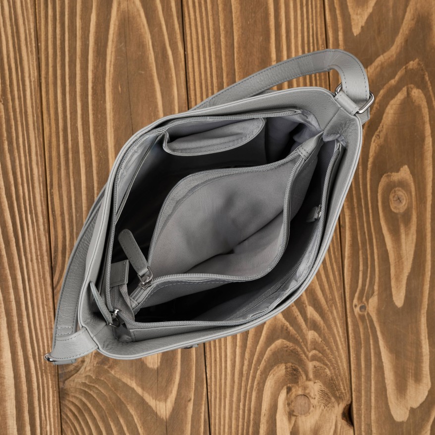 Torebka skórzana damska na ramię szara listonoszka Paolo Peruzzi AY-23-GRE