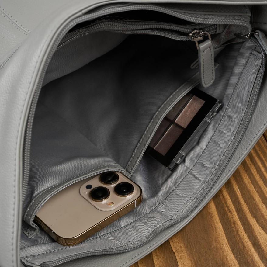 Torebka damska skórzana na ramię pojemna szara Paolo Peruzzi AY-23-GRE