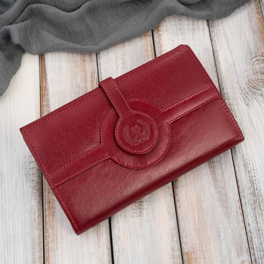 Czerwony duży portfel damski skórzany z RFID T-134-RD Paolo Peruzzi– idealny do codziennego stylu