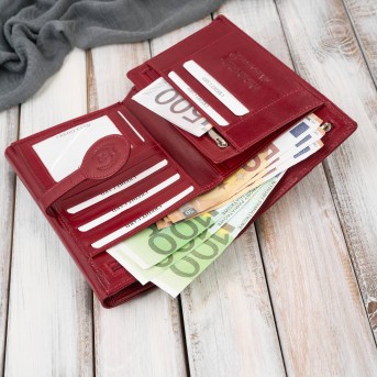 Czerwony duży portfel damski skórzany z RFID T-134-RD Paolo Peruzzi– idealny do codziennego stylu