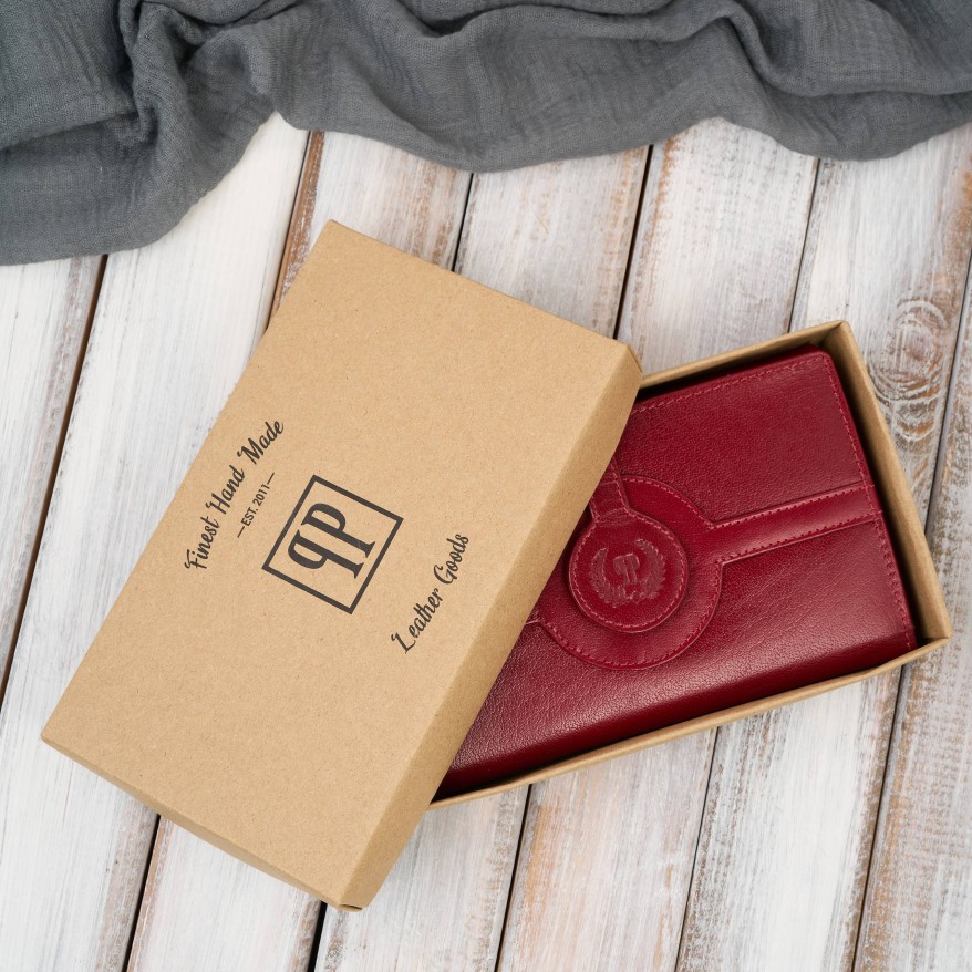 Czerwony duży portfel damski skórzany z RFID T-134-RD Paolo Peruzzi– idealny do codziennego stylu