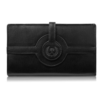 Portfel damski ze skóry naturalnej licowej czarny duży w orientacji poziomej z RFID Paolo Peruzzi T-134-BL