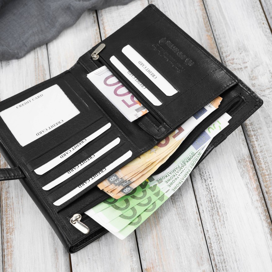 Czarny duży portfel damski skórzany z RFID T-134-BL Paolo Peruzzi– idealny do codziennego stylu