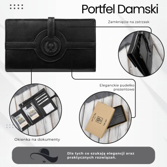 Czarny duży portfel damski skórzany z RFID T-134-BL Paolo Peruzzi– idealny do codziennego stylu