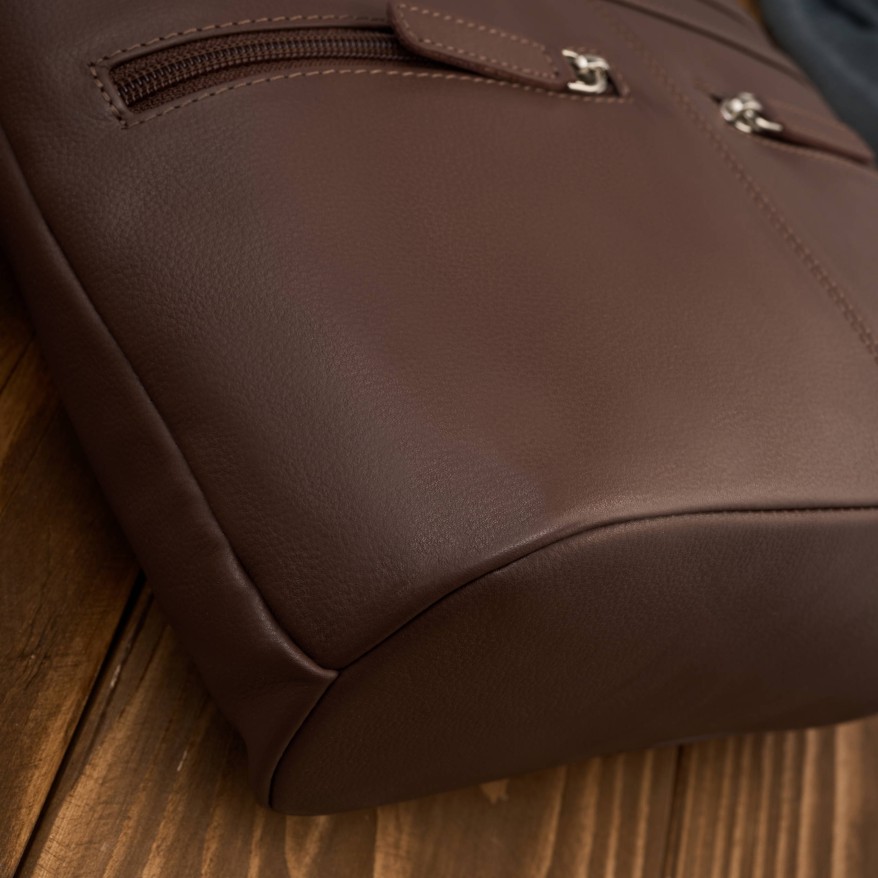 Torebka skórzana damska na ramię brązowa listonoszka Paolo Peruzzi AY-23-BR