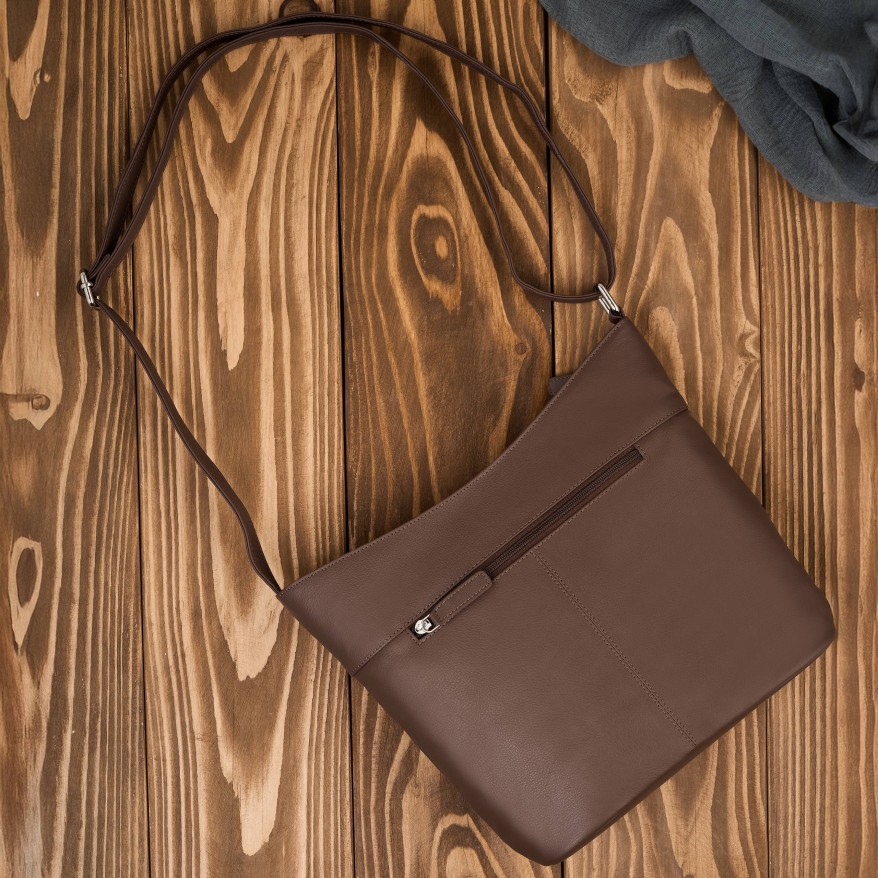 Torebka skórzana damska na ramię brązowa listonoszka Paolo Peruzzi AY-23-BR