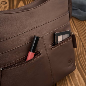 Torebka skórzana damska na ramię brązowa listonoszka Paolo Peruzzi AY-23-BR