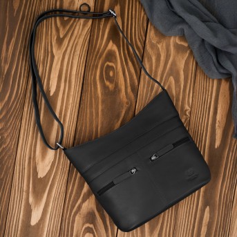 Torebka skórzana damska na ramię czarna listonoszka Paolo Peruzzi AY-23-BL