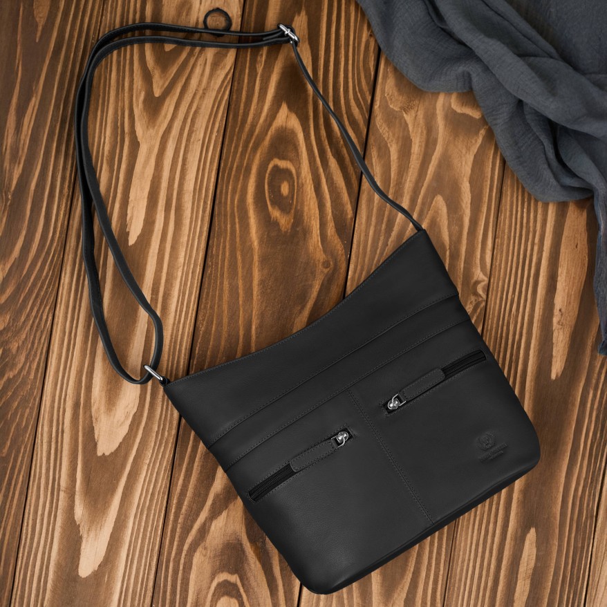 Torebka skórzana damska na ramię czarna listonoszka Paolo Peruzzi AY-23-BL