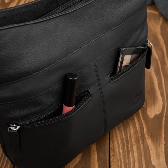 Torebka skórzana damska na ramię czarna listonoszka Paolo Peruzzi AY-23-BL