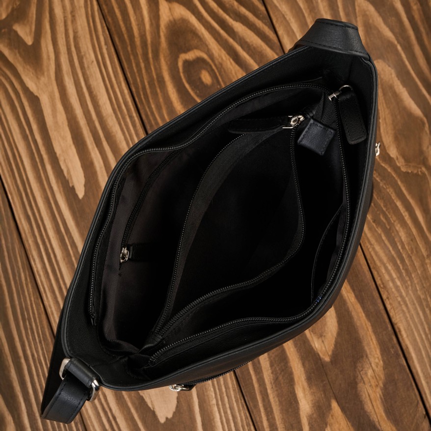 Torebka skórzana damska na ramię czarna listonoszka Paolo Peruzzi AY-23-BL