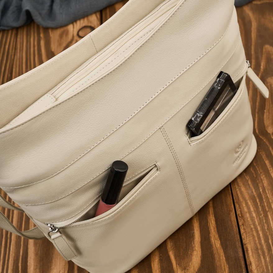 Torebka skórzana damska na ramię beżowa listonoszka Paolo Peruzzi AY-23-BG