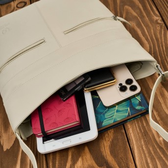 Torebka skórzana damska na ramię beżowa listonoszka Paolo Peruzzi AY-23-BG