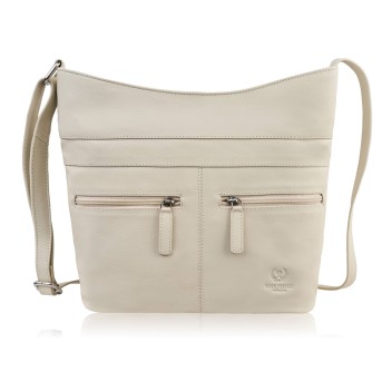 Torebka damska skórzana na ramię pojemna beżowa Paolo Peruzzi AY-23-BG