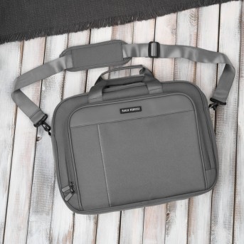 Torba na laptopa szara unisex materiałowa lekka do ręki na ramię AS-02-DGR