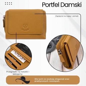 Portfel damski skórzany żółty duży w orientacji poziomej z RFID Paolo Peruzzi SL-07-MNG