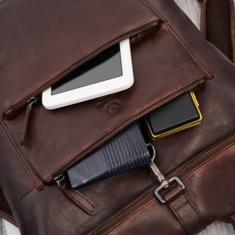 Plecak skórzany vintage roll top na laptopa miejski brązowy Paolo Peruzzi SL-02-BR