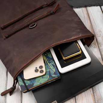 Plecak skórzany vintage roll top na laptopa miejski brązowy Paolo Peruzzi SL-02-BR