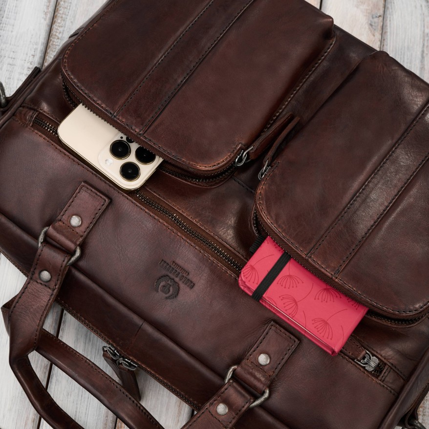 Skórzana torba na laptopa męska na dokumenty brązowa Paolo Peruzzi SL-01-BR