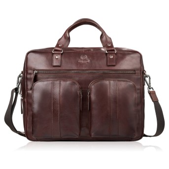 Skórzana torba na laptopa męska na dokumenty brązowa Paolo Peruzzi SL-01-BR