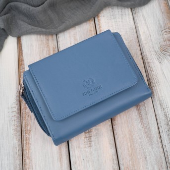 Portfel damski skórzany błękitny duży w orientacji poziomej z RFID Paolo Peruzzi SL-07-CB