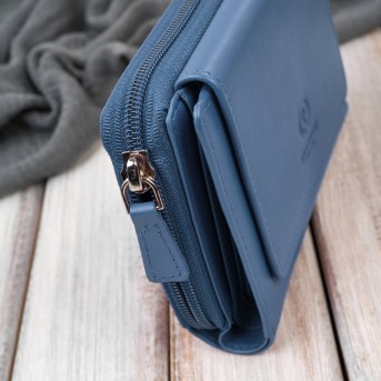 Portfel damski skórzany błękitny duży w orientacji poziomej z RFID Paolo Peruzzi SL-07-CB