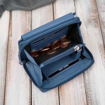 Portfel damski skórzany błękitny duży w orientacji poziomej z RFID Paolo Peruzzi SL-07-CB