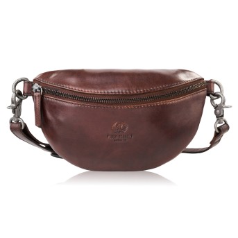 Saszetka damska skórzana nerka crossbody do ręki brązowa Paolo Peruzzi SL-05-BR