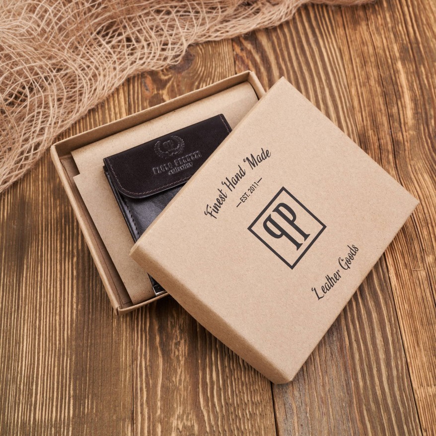 SKÓRZANY MAŁY PORTFEL MĘSKI BRĄZOWY BANKNOTÓWKA PAOLO PERUZZI T-10-BR