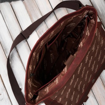 Torba skórzana męska na ramie na laptopa brązowa vintage SL-09-BR