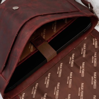 Torba skórzana męska na ramie na laptopa brązowa vintage SL-09-BR