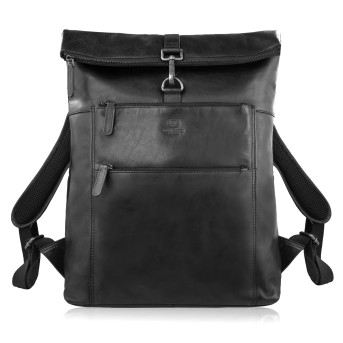 Plecak roll top skórzany vintage na laptopa miejski czarny Paolo Peruzzi SL-02-BL