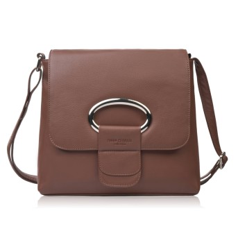 Torebka damska ze skóry naturalnej na ramię brązowa listonoszka klasyczna pojemna AY-19-BR Paolo Peruzzi