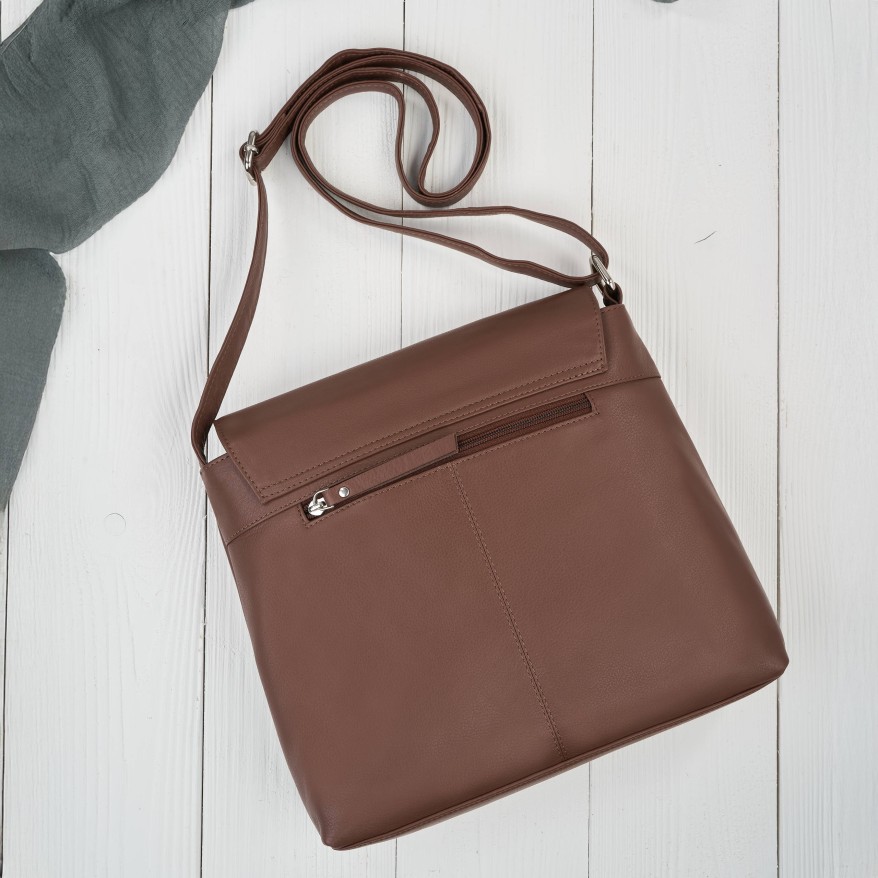 Listonoszka damska ze skóry naturalnej brązowa klasyczna na co dzień AY-19-BR Paolo Peruzzi