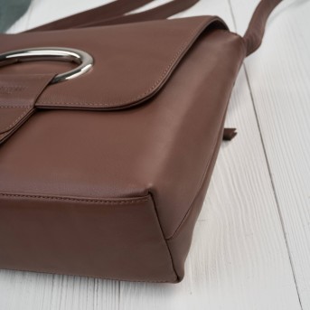 Listonoszka damska ze skóry naturalnej brązowa klasyczna na co dzień AY-19-BR Paolo Peruzzi