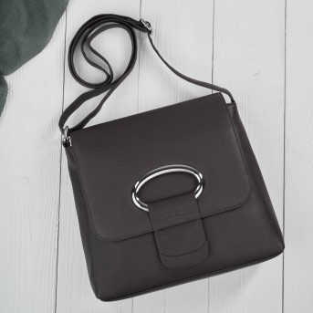 Listonoszka damska ze skóry naturalnej ciemnobrązowa klasyczna na co dzień AY-19-DBR Paolo Peruzzi