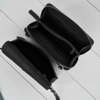 Mała skórzana torebka damska 2w1 czarna croco| Elegancka kopertówka i torebka na ramię – AY-21-CRBL