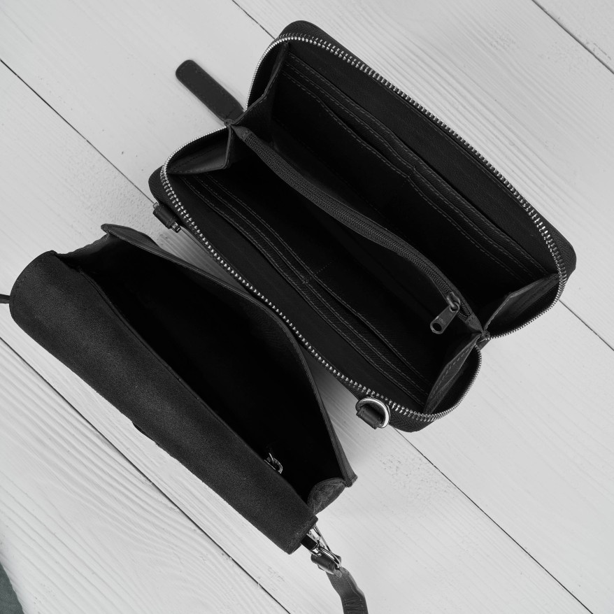 Mała skórzana torebka damska 2w1 czarna croco| Elegancka kopertówka i torebka na ramię – AY-21-CRBL