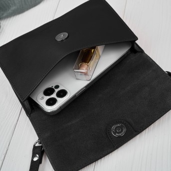 Mała skórzana torebka damska 2w1 czarna croco| Elegancka kopertówka i torebka na ramię – AY-21-CRBL