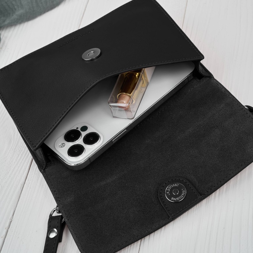 Mała skórzana torebka damska 2w1 czarna croco| Elegancka kopertówka i torebka na ramię – AY-21-CRBL