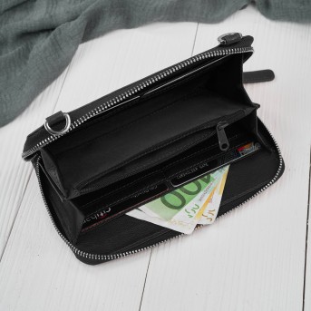 Mała skórzana torebka damska 2w1 czarna croco| Elegancka kopertówka i torebka na ramię – AY-21-CRBL