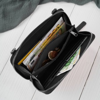 Mała skórzana torebka damska 2w1 czarna croco| Elegancka kopertówka i torebka na ramię – AY-21-CRBL