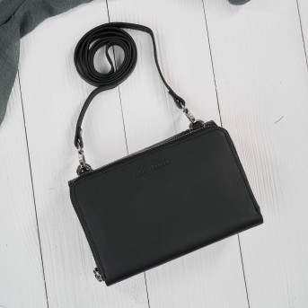 Mała skórzana torebka damska 2w1 czarna croco| Elegancka kopertówka i torebka na ramię – AY-21-CRBL