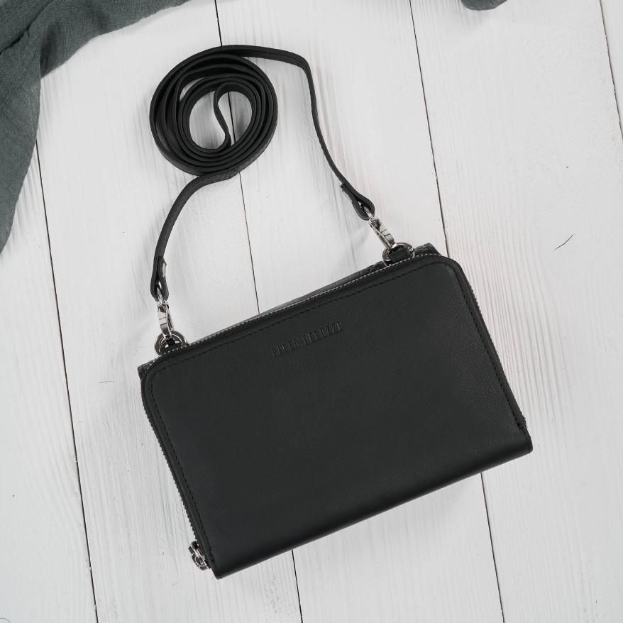 Mała skórzana torebka damska 2w1 czarna croco| Elegancka kopertówka i torebka na ramię – AY-21-CRBL