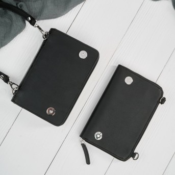 Mała skórzana torebka damska 2w1 czarna croco| Elegancka kopertówka i torebka na ramię – AY-21-CRBL