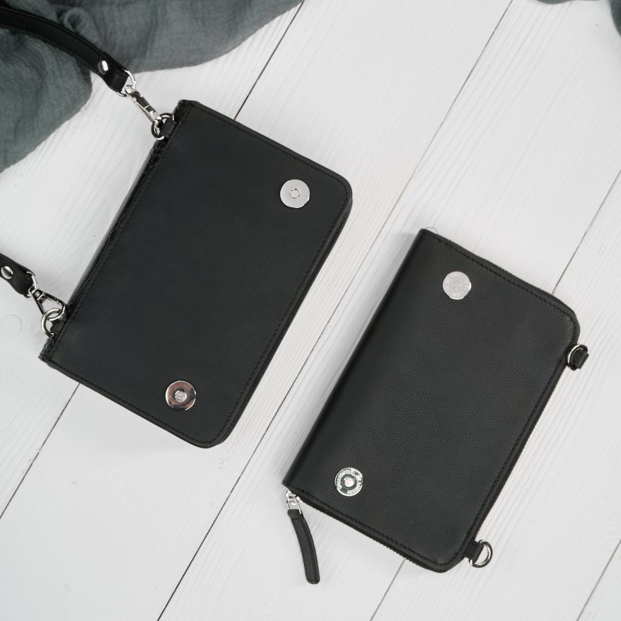 Mała skórzana torebka damska 2w1 czarna croco| Elegancka kopertówka i torebka na ramię – AY-21-CRBL